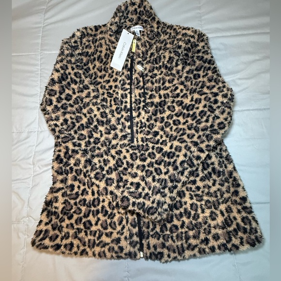 ✨NWT! Calvin Klein Women’s Leopard Print Faux Fur Zip-Up Jacket – Size XL - Picture 3 of 10